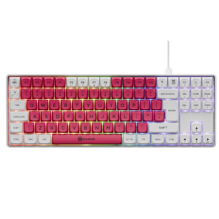Gamiac Tkl90g - Hvid/Rød - Tkl Tastatur - Blå Switch