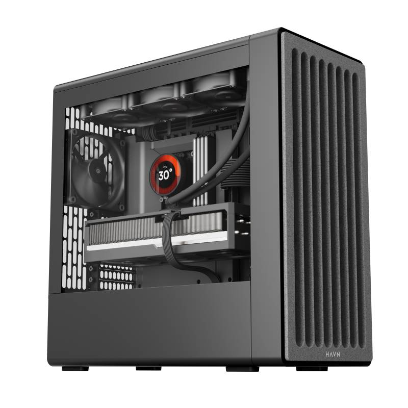 Havn Bf 360 Flow  -  Sort Mid Tower Kabinet Med Præinstallerede High-Performance Fans