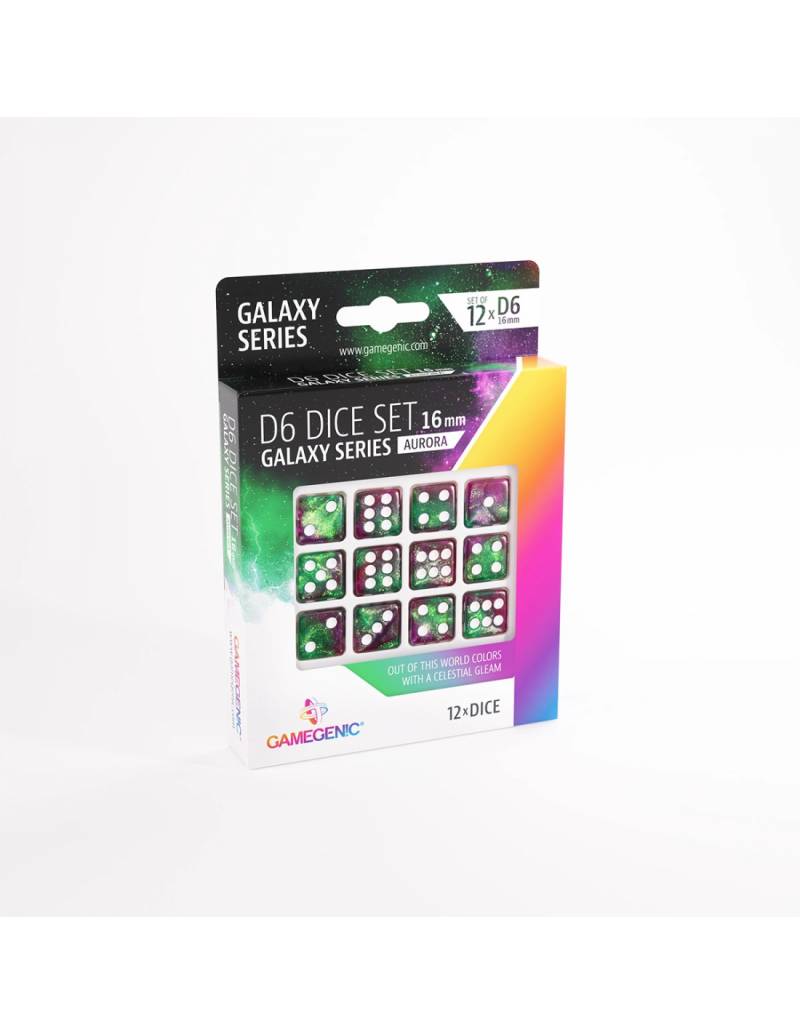 Aurora D6 Terninger 12 Stk - Galaxy Series - Gamegenic - Blackfire