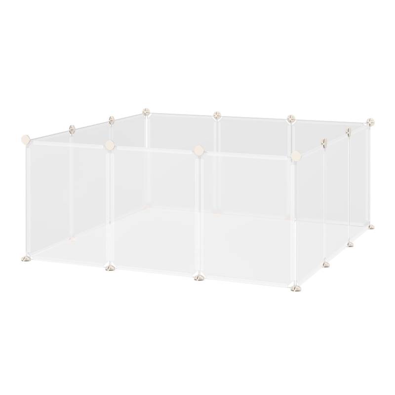 Udendørs Legegård Diy Udendørs Indhegning Net Afspærring Små Kæledyr Legegård Til Indendørs 12 Paneler Hvid Metal Pp Harpiks 105 X 105 X 45 Cm - Aosom