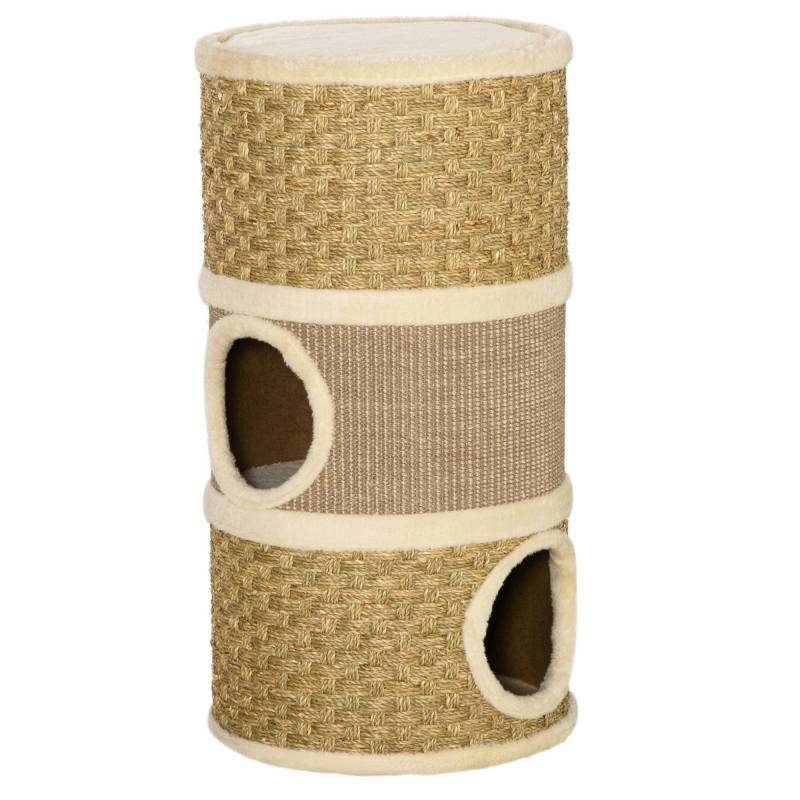 Kradsetønde, Højde 70 Cm, Kradsetræ Til Katte 3 Niveauer Kradsetræ Klatretræ Kattemøbler Med Sisal Plys - Aosom