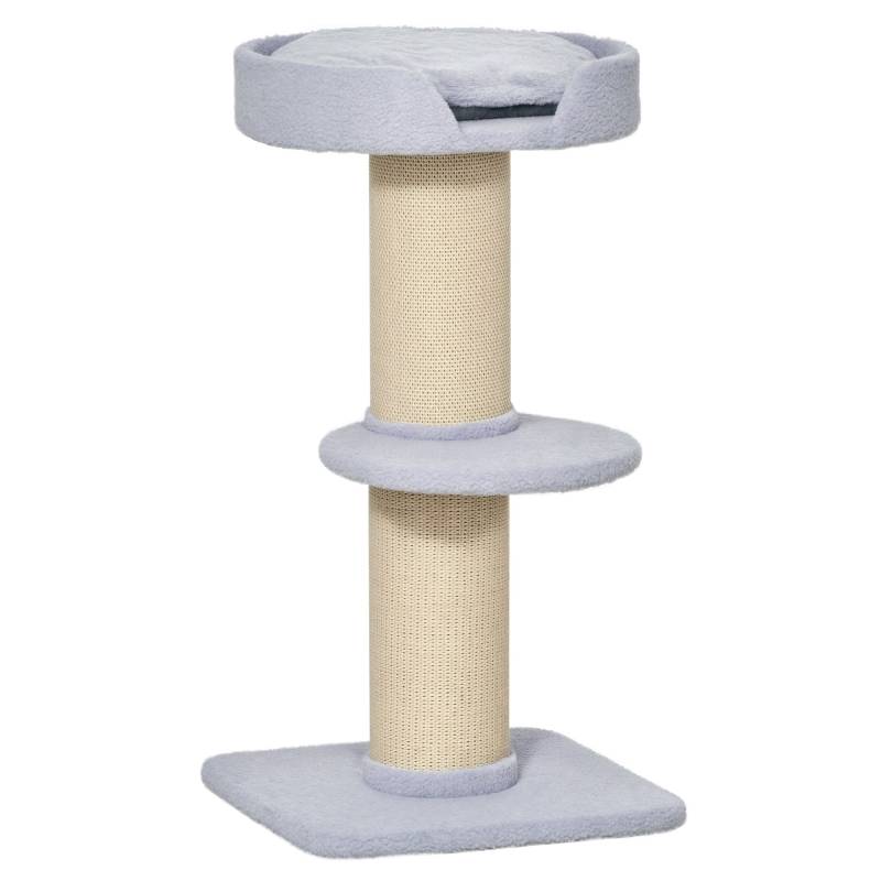 Kradsetræ 91 Cm Kattetårn Med Sisalstolper, Platform, Hynde, Kradsetræ I Flere Niveauer, Klatretræ, Til Mellemstore Katte, Lyseblå - Aosom