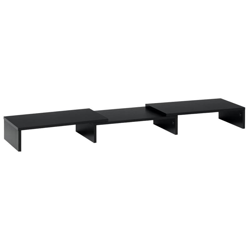 Skærmstativ Dobbelt Skærmforhøjer Justerbar Længde Og Drejevinkel Skærmstativ Til Pc Notebook Laptop Printer 80-117 X 23,5 X 10 Cm Sort - Aosom