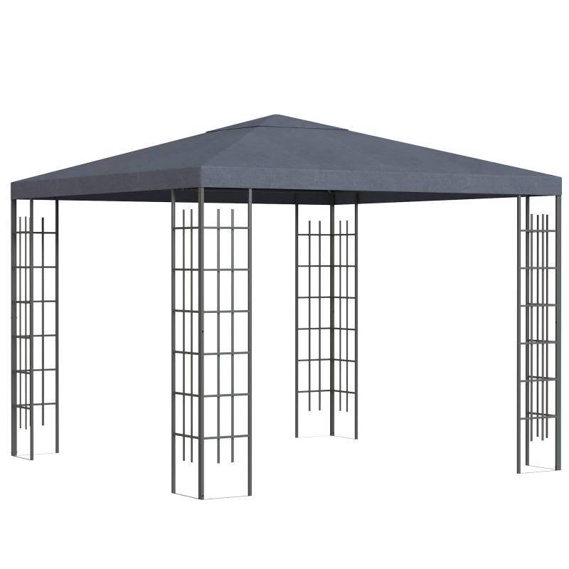 Havepavillon 2,95 X 2,95 M Pavillon Havetelt Partytelt Stål Polyester Grå - Aosom