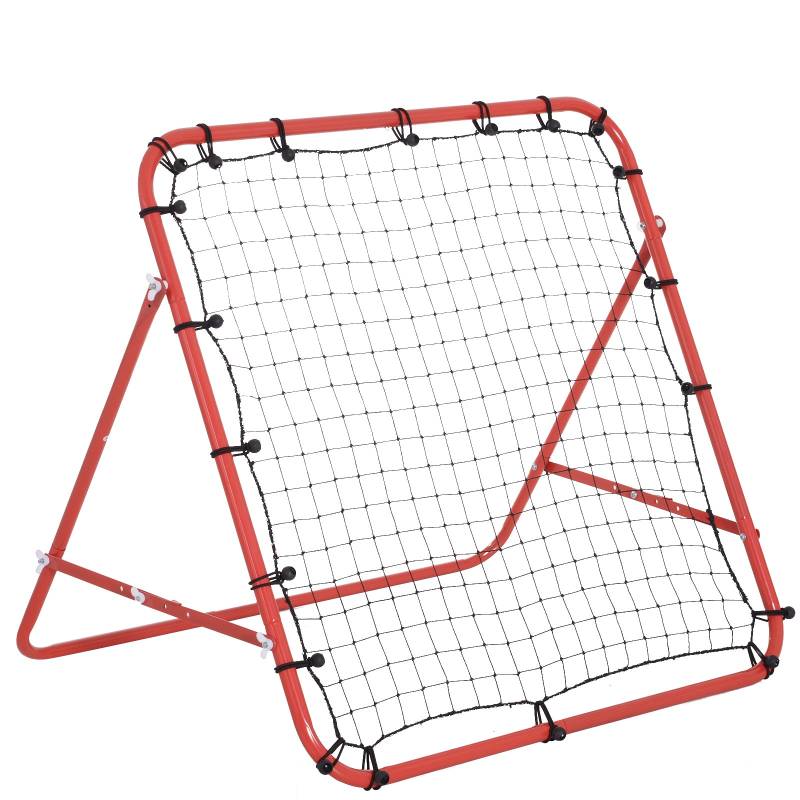 Rebounder Til Fodbold, Rebound Wall Rebound Net, Metalrør Med Pe-Stof, Kickback Rebound Wall Til Baseball Basketball, Fodboldmål Til Ungdomstræning 96x80x96cm, Rød - Aosom