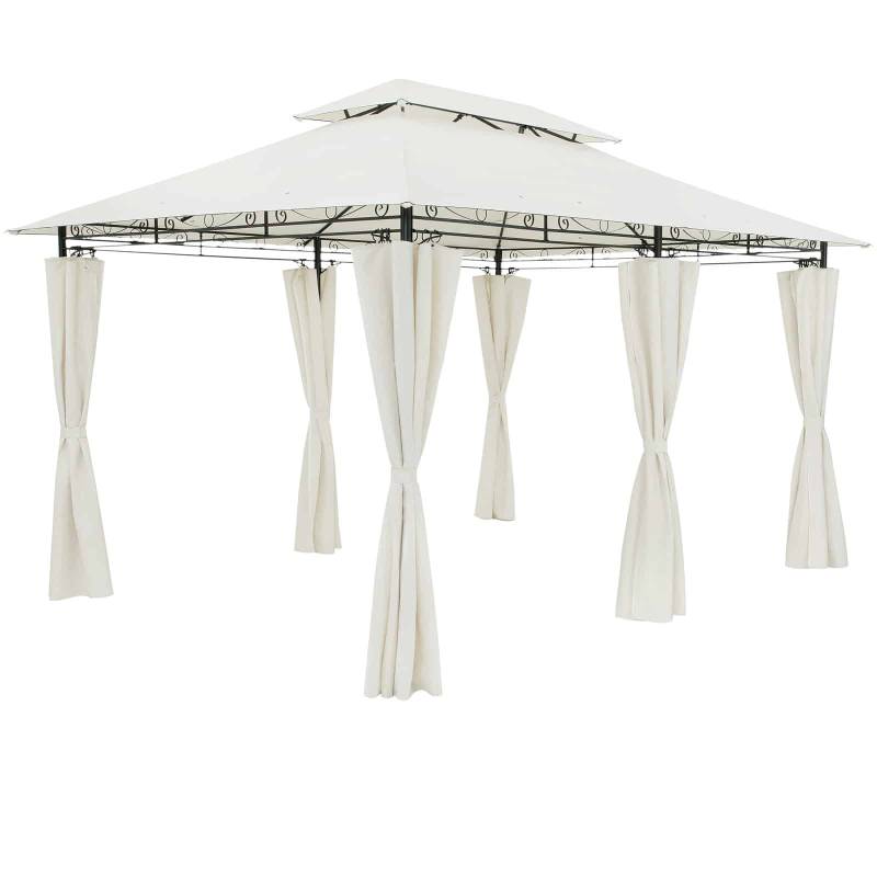 Casaria Topas Pavillon 3x4m - Vandafvisende Havetelt Med Sidepaneler, Creme Hvid - Deuba