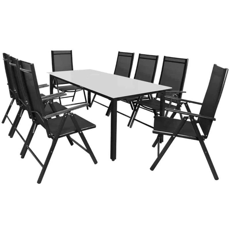 8+1 Havemøbelsæt, Alu, 190x90cm Bord, Antracit - Deuba