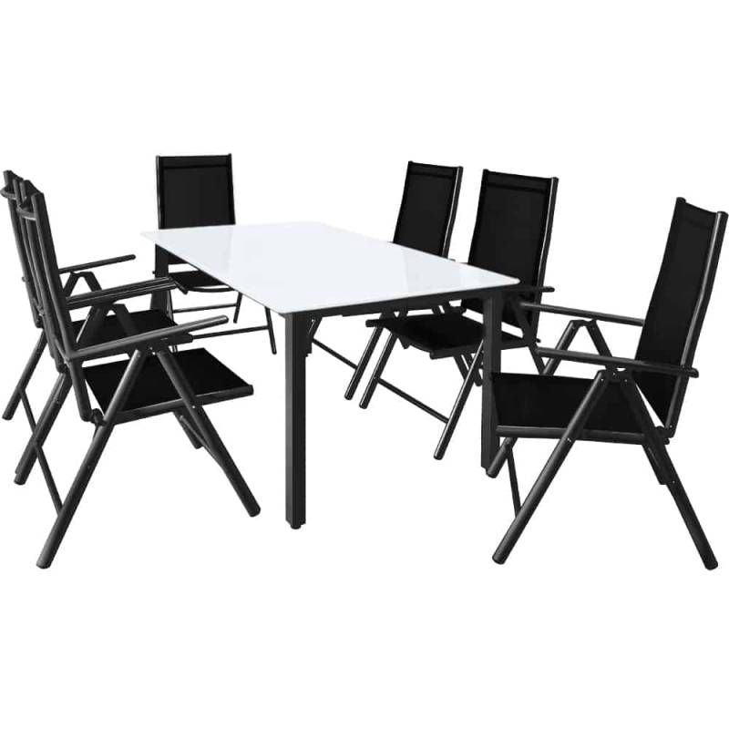 6+1 Havemøbelsæt, Alu, 150x90cm Bord, Antracit - Deuba