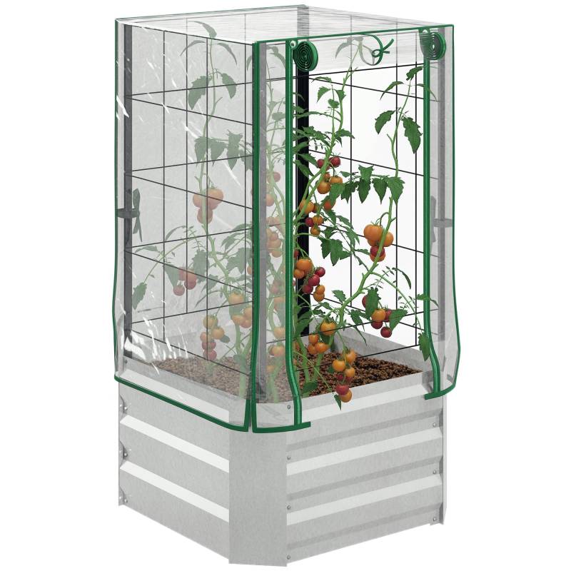 Højbeddrivhus Sæt Med 3 Stk. Med Espalier Plastikovertræk 53 X 53 X 90 Cm - Aosom