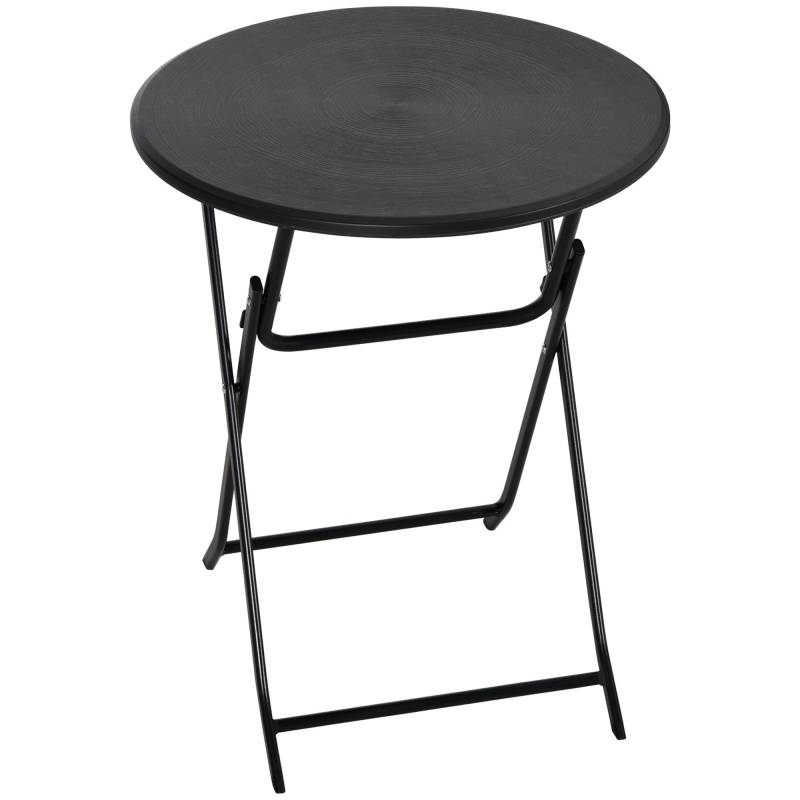 Havebord, Rundt, Foldbart, Til 2 Personer, Trælook, Stål+plast, Mørkegrå, 60 X 60 X 73 Cm - Aosom
