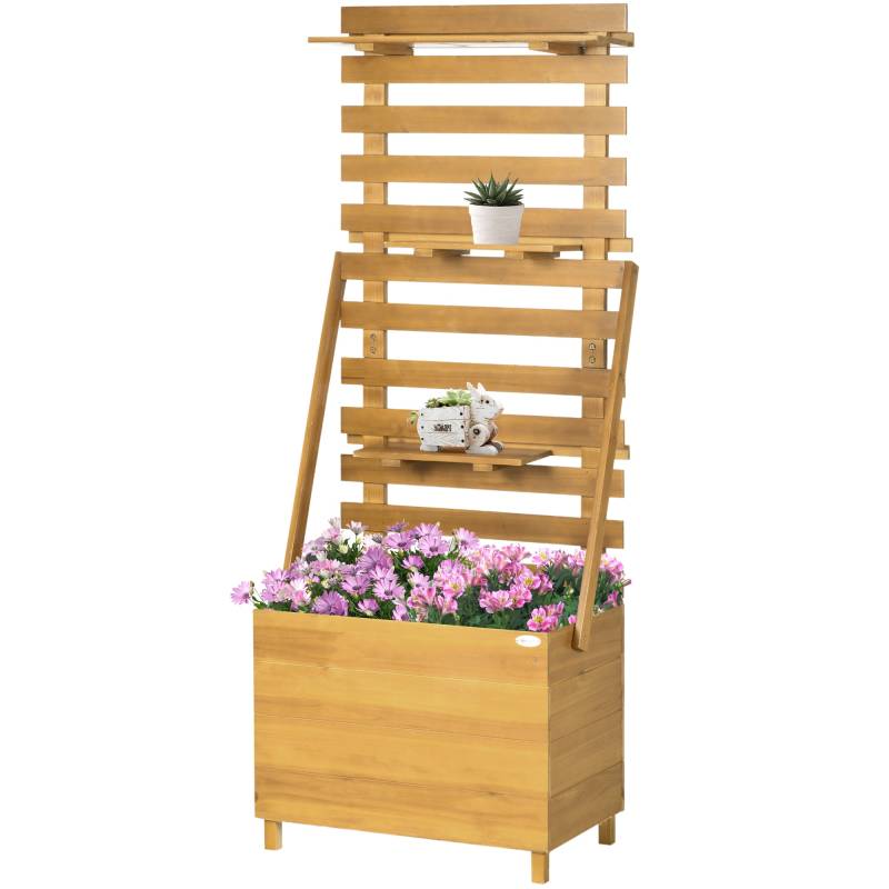 Højbed Med 3 Skuffer, Inklusive Espalier, Vejrbestandig, Massivt Træ, 63 Cm X 39 Cm X 160 Cm, Natur - Aosom