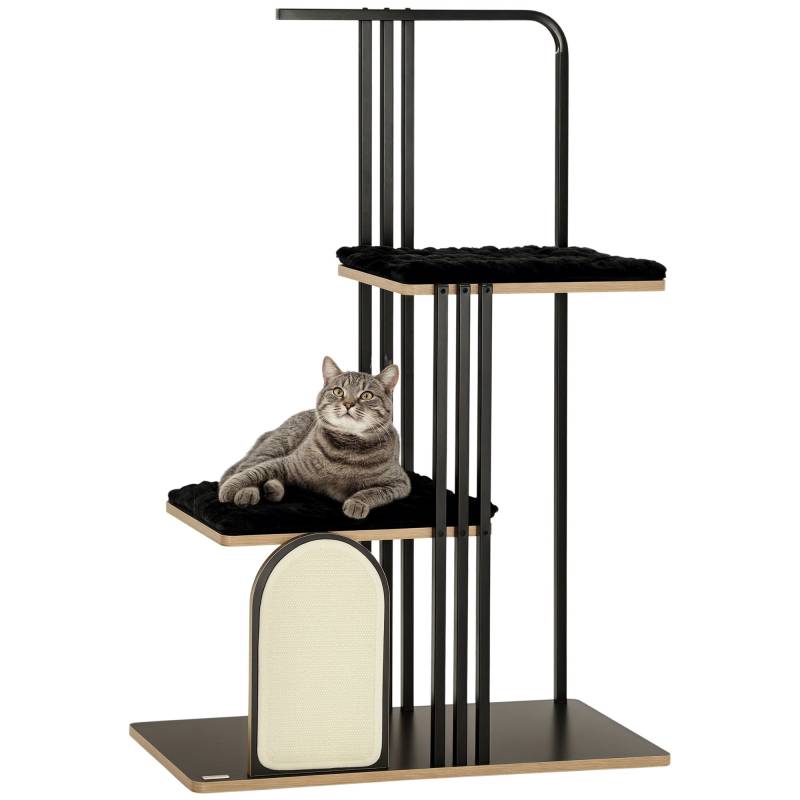 Kradsetræ, Industridesign, 2 Platforme, 2 Puder, Kradsevæg, Stålramme, Sort, 85 X 48 X 128 Cm - Aosom