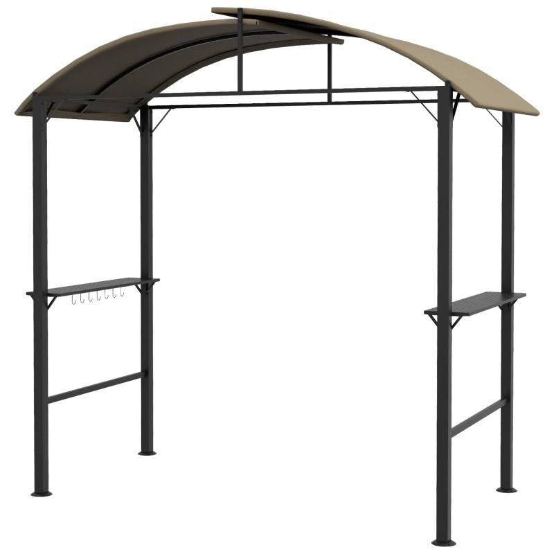 Bbq-Pavillon, 2 Sidehylder, Kroge, Stålramme, 1,1 X 2,3 M, Khaki - Aosom