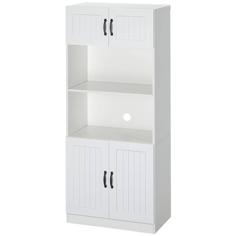 Køkkenskab Køkkenbuffetskab, Landlig Stil, 2 Skabe, 2 Hylder, 70 Cm X 40 Cm X 170 Cm Hvid + Sort - Aosom