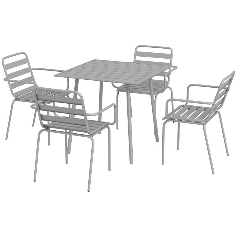 5-Delt Havesiddegruppe, Udendørs Siddegruppe, Havemøbelsæt, Vejrbestandig, Moderne Design, 80 X 80 X 74 Cm, Grå - Aosom