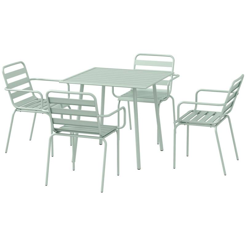 5-Delt Havesiddegruppe, Udendørs Siddegruppe, Havemøbelsæt, Vejrbestandig, Moderne Design, 80 X 80 X 74 Cm, Grøn - Aosom