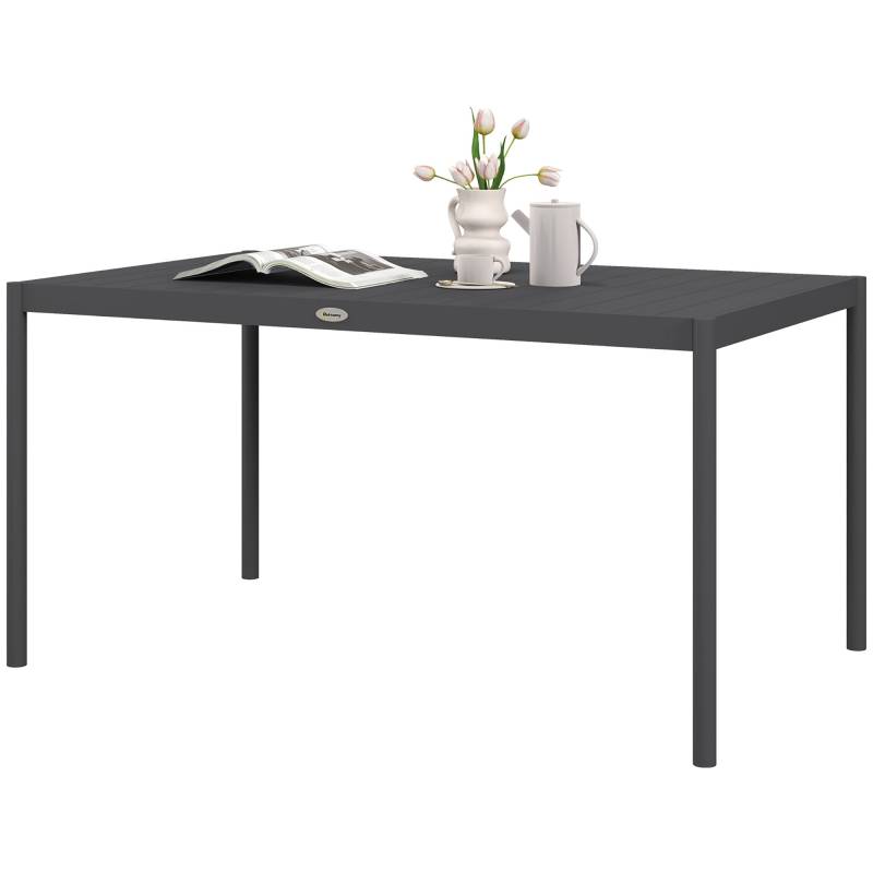 Havebord Udendørsbord, Vejrbestandigt, Aluminium, 145 X 90 X 74 Cm, Mørkegrå - Aosom