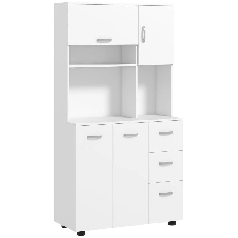 Køkkenskab, Buffet, 3 Skuffer, 3 Hylder, Masser Af Opbevaringsplads, 89x39,5x168cm, Hvid - Aosom