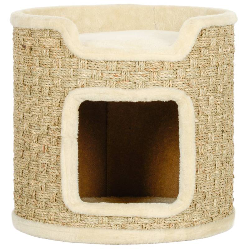 Kradsetræ Til Katte, Lege- Og Afslapningsområde, Plys, 38 X 37h Cm, Khaki-Beige, Op Til 5 Kg - Aosom
