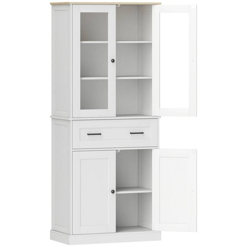 Køkkenskab, Buffet, Akrylfront, Skuffer, 76 X 40 X 182,5 Cm, Cremehvid - Aosom