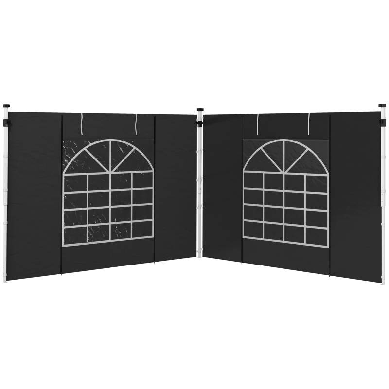 Sidevægge Til 3 X 3/3 X 6 M Pavillon, Sidepaneler Med Vindue, Dør, Reservevægge Til Festtelt, Oxfordstof, Sort - Aosom
