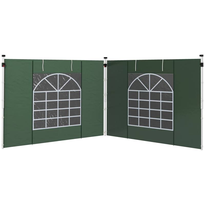 Solrige Sidevægge Til 3 X 3/3 X 6 M Pavillon, Sidepaneler Med Vindue, Dør, Reservevægge Til Partytelt, Oxford-Stof, Grøn - Aosom