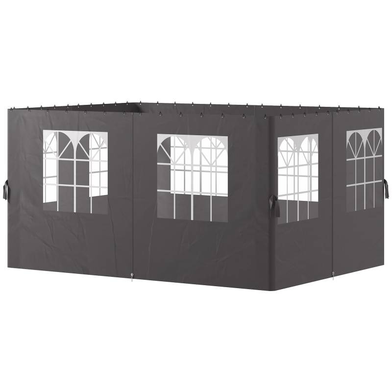 Pavillon Sidevægge, 4 Sidevægspaneler Til Havepavillon, Med Lynlås, 3 X 4 M Pavillon, Mørkegrå - Aosom