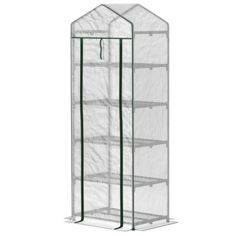 Minidrivhus Til Blomster Eller Grøntsager, Stål, Plastik, 69l X 49b X 193h Cm, Hvid - Aosom