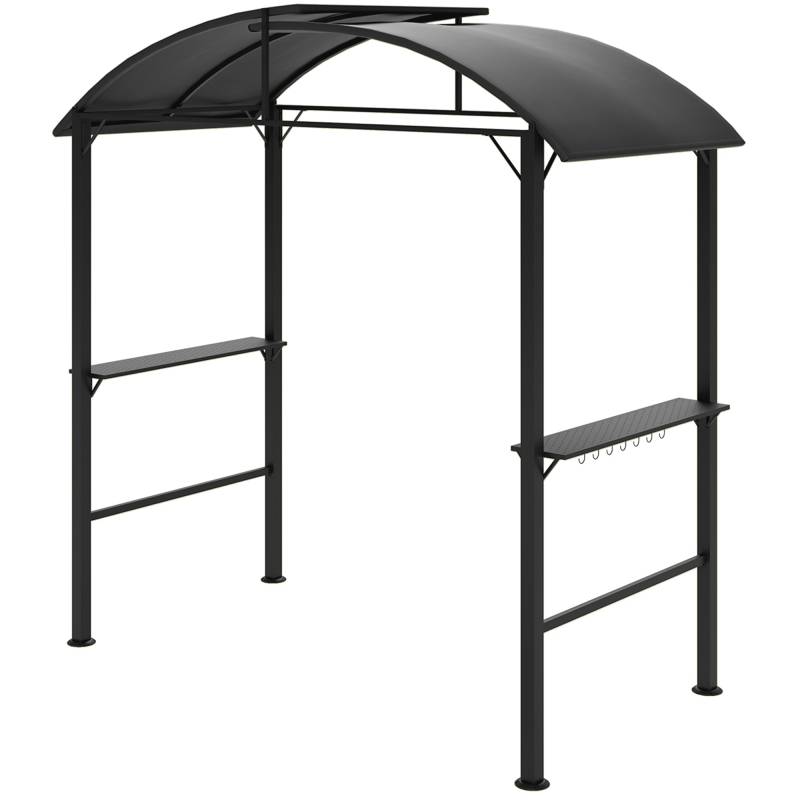 Bbq-Pavillon, 2 Sidehylder, Kroge, Stålramme, 1,1 X 2,3 M, Mørkegrå - Aosom