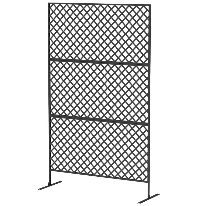 Udendørs Rumdeler, Metalskærm Til Terrasse, Veranda, Have, Fritstående Espalier, Stål, Sort - Aosom