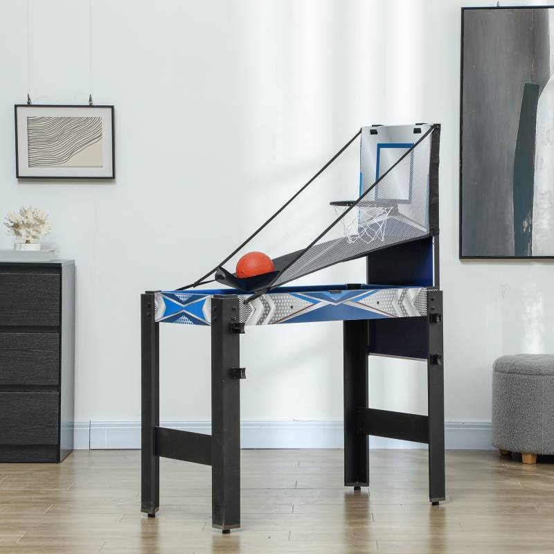 5-I-1 Spillebord, Billard, Bordtennis, Hockey, Basketball, Bueskydning, Tilbehør Inkluderet, Mdf, Plastik, Blå - Aosom