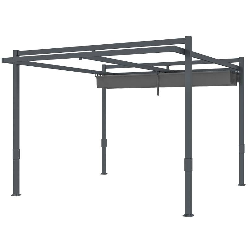 Pergola Pavillon Ca. 3,5x3m Aluminium Stabil Vinterbestandig Solbeskyttelse Med Justerbart Skydetag Grå - Aosom