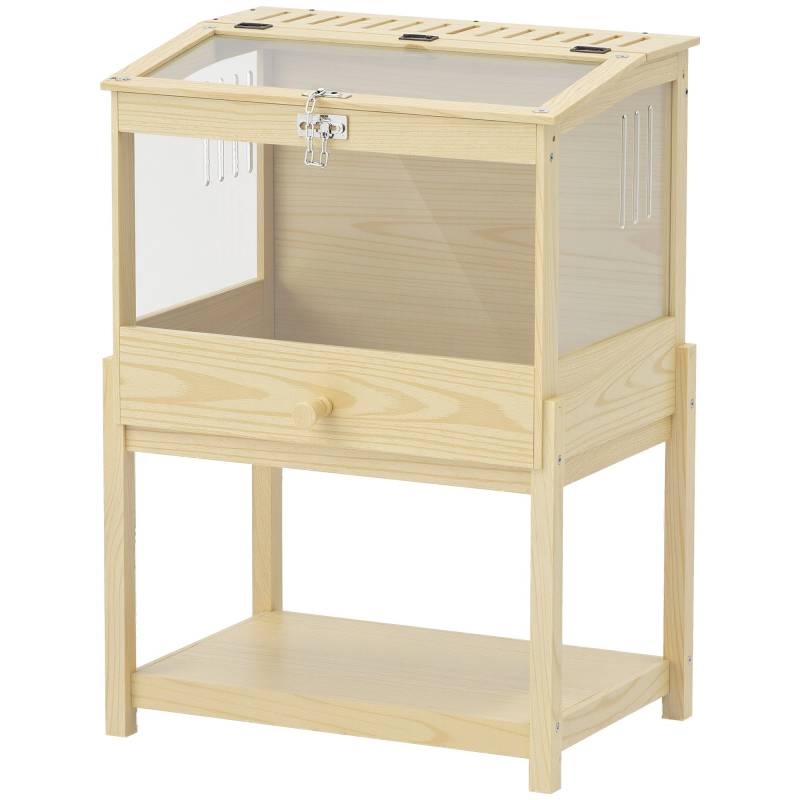 Hamsterbur 2-Lags Gnaverbur Til Små Dyr Med Foldelåg, Stor 83,2 X 50 X 103 Cm Naturtræ - Aosom
