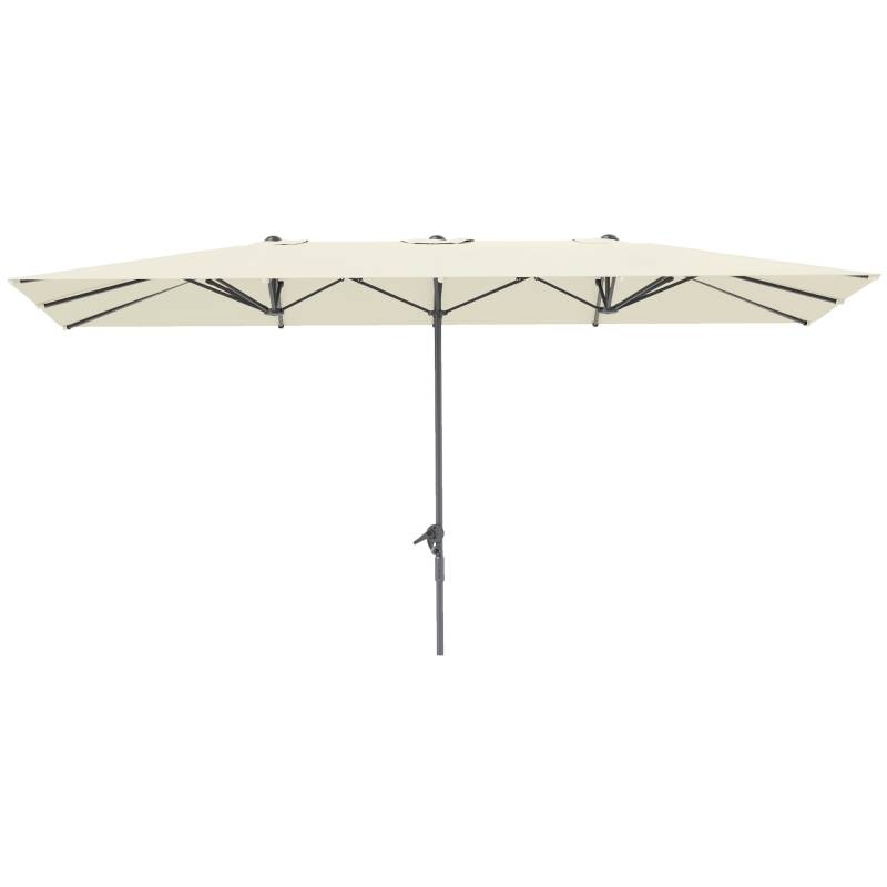 Dobbeltsidet Paraply, 451 X 264 Cm Parasol Med Håndsving, 12 Metalribber, Aluminiumsstang, Cremehvid - Aosom