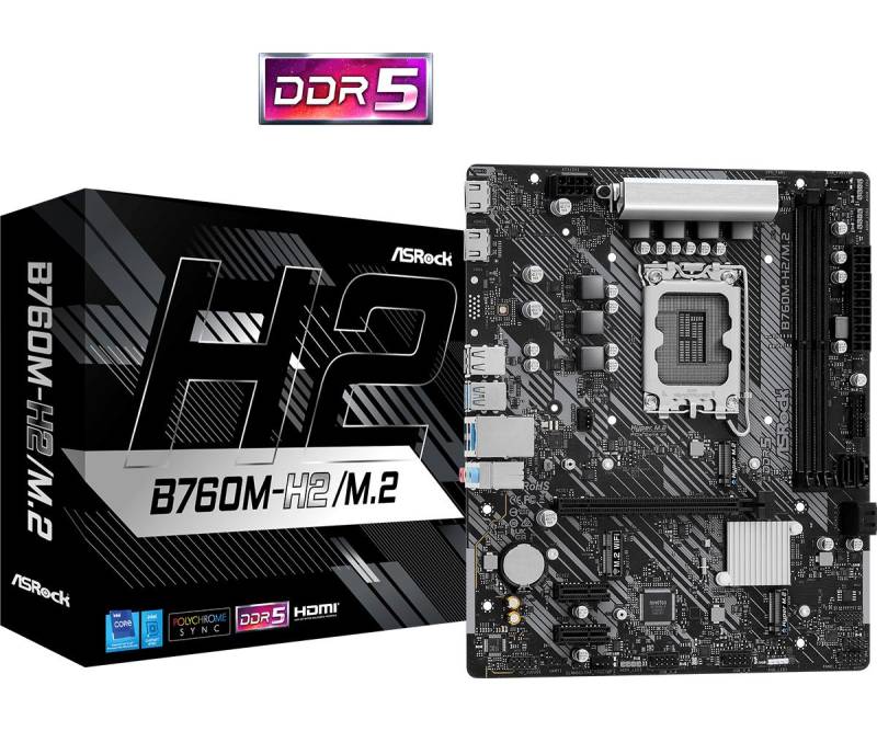 Asrock B760m-H2/M.2 Micro-Atx Lga1700 Sokkel Intel B760 Bundkort - Geekd.dk