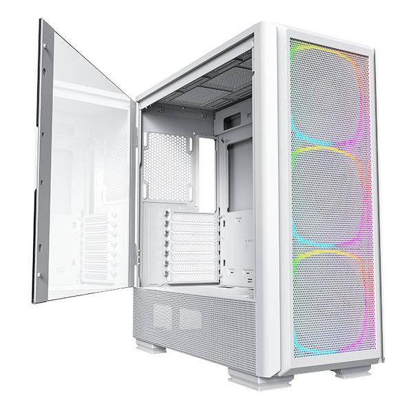Montech Sky Two Gx White - Midi-Tower, E-Atx, 3x Argb Pwm Fans Kabinet - Geekd.dk