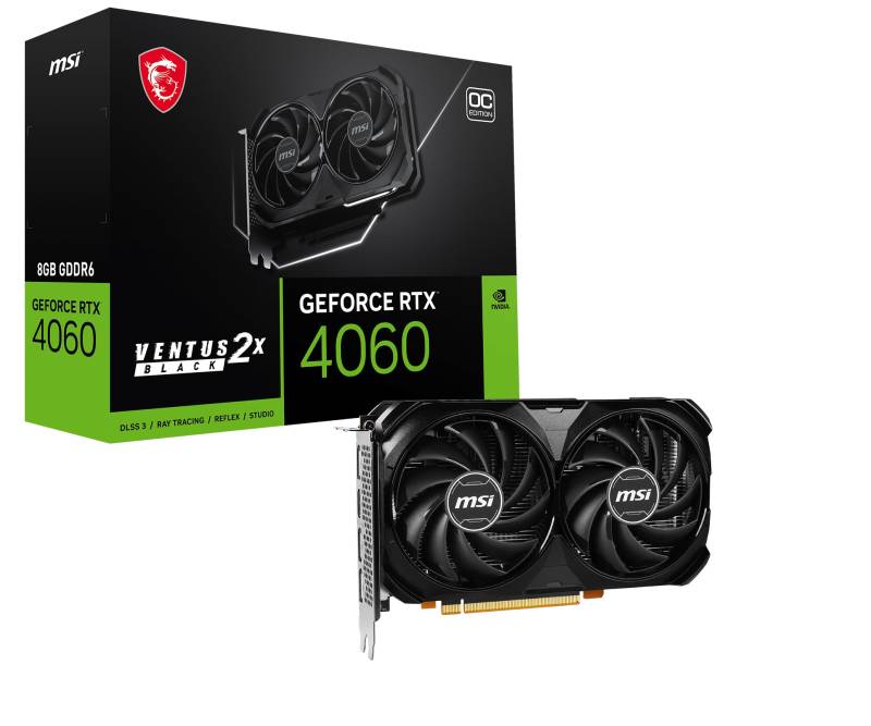 Msi Geforce Rtx 4060 Ventus 2x Black 8g Oc 8gb Grafikkort - Geekd.dk
