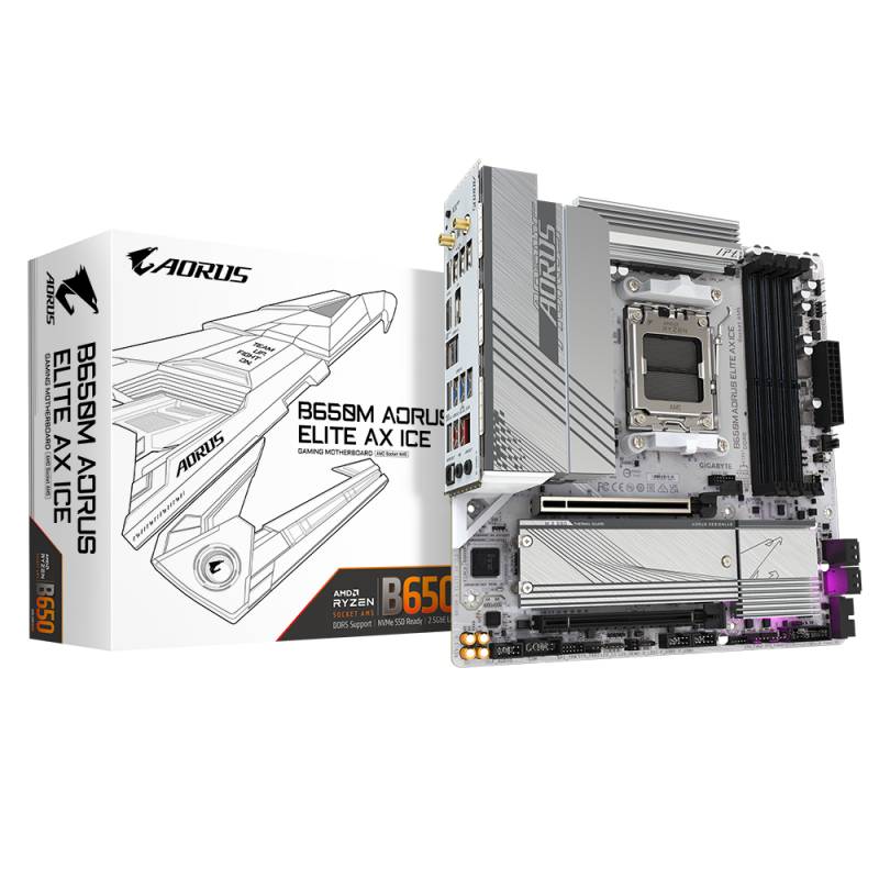 Gigabyte B650m Aorus Elite Ax Ice Bundkort - Geekd.dk