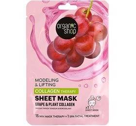 Organic Shop Sheet Mask - Grape & Plant Collagen, 1stk.