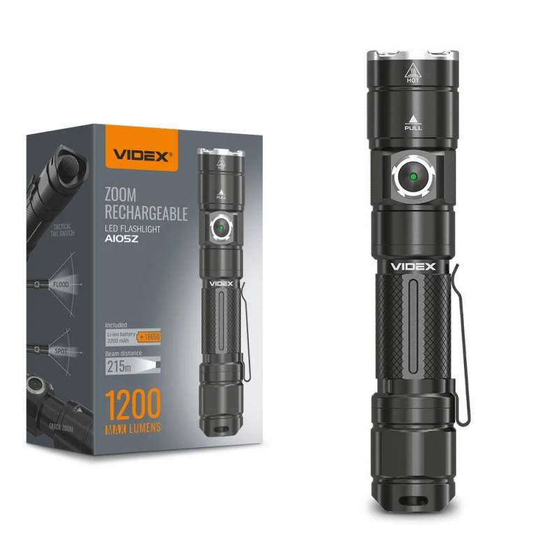 Led-Lommelygte - Bærbar, 5000k, Lysstyrke 1200lm, Forbrug 10w - Kulør : Neutral - Videx