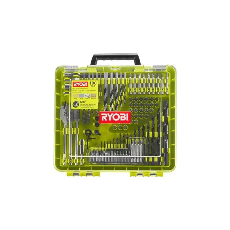 Ryobi Bore-/ Bitsætmed 100 Dele- Rakdd100