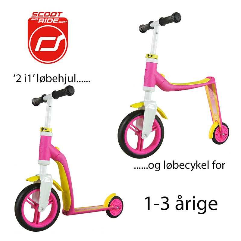 Scoot & Ride Highway Baby - Løbehjul Og Løbecykel I ét Pink/Gul - Scoot And Ride