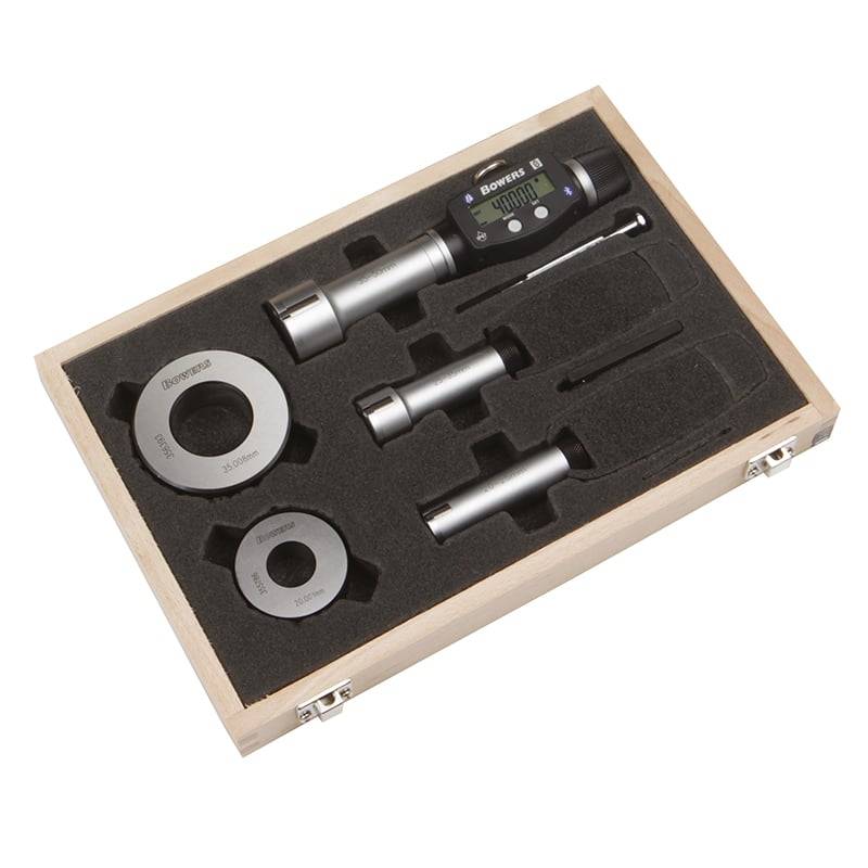 Bowers Sxtd5m-Bt Digital 3-Punkt Mikrometer Sæt 20-50 Mm Med Bluetooth Og Kontrolringe - Diesella