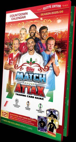 Topps Match Attax - Match Attax 2025/2026: Uefa Champions League - Countdown Calendar (pakkekalender/Fodbold-Julekalender) - !fodboldkort