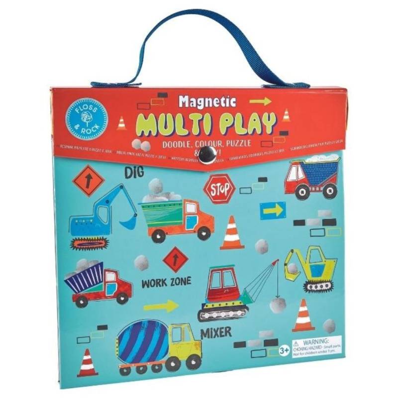 Magnetisk Multi-Legesæt | Byggeplads  Alt I én Rejselegetøj - Floss & Rock