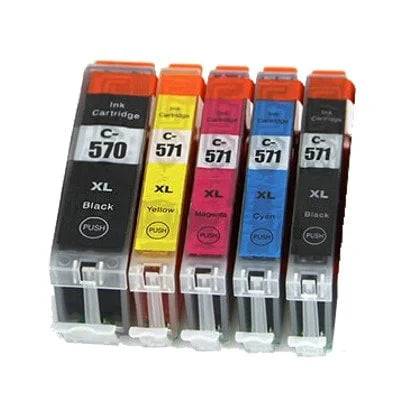 Pakke Sæt Canon Pgi-570xl / Cli-571xl  5 Farver Pbk-Bk-C-M-Y  Alternativ  76 Ml - Inkpartner Aps