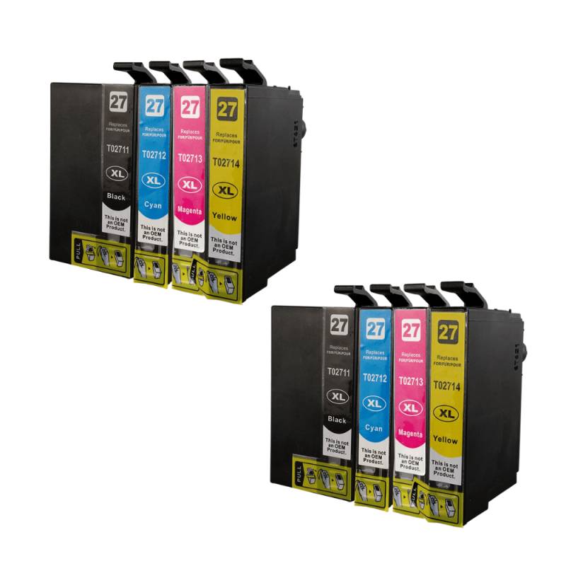 Pakke Sæt Epson 27xl  2 X 4 Farver Bk-C-M-Y  Alternativ  160 Ml - Inkpartner Aps