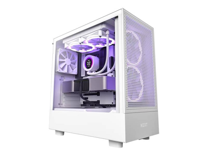 Nzxt H Series H5 Flow Tårn Udvidet Atx Ingen Strømforsyning Hvid