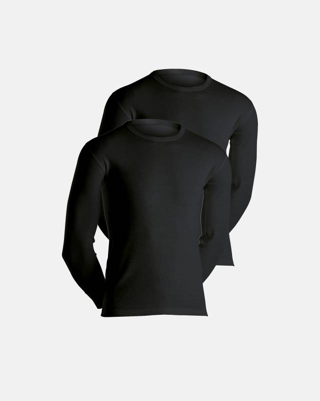 Langærmet T-Shirts 2-Pak | 100% Merino Uld | Sort - Dovre