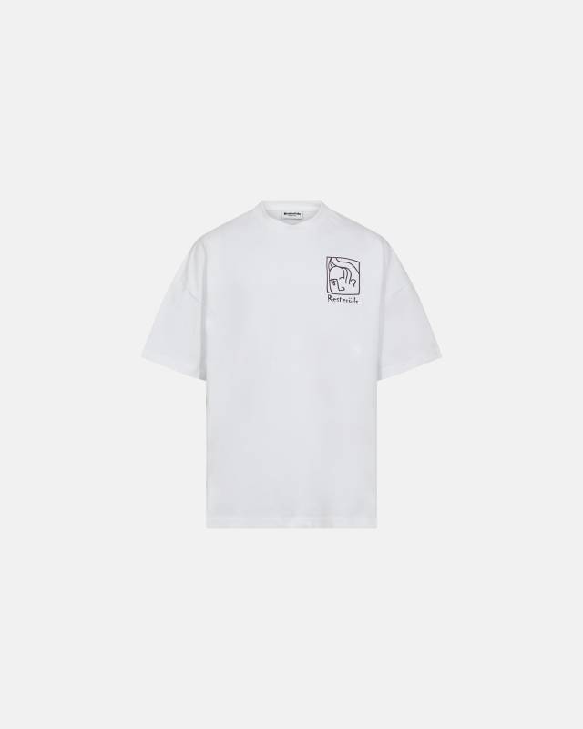 T-Shirt M. Print "dev" | 100% Bomuld | Hvid - Resteröds